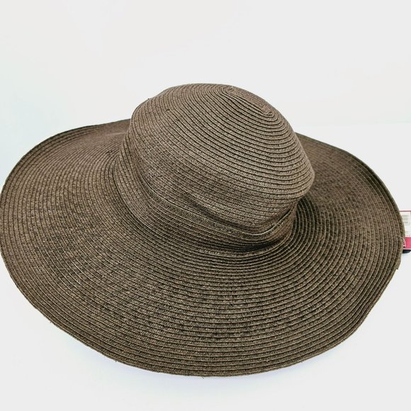 Merona Hat Floppy Brown Sun Side Buckle One Side Paper Blend Outdoor Beach New - Picture 4 of 12